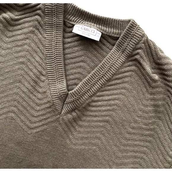 Vintage Gabicci Mens Wool Mix Jumper Taupe M Mountaineering Motif Pullover Retro - Picture 4 of 8
